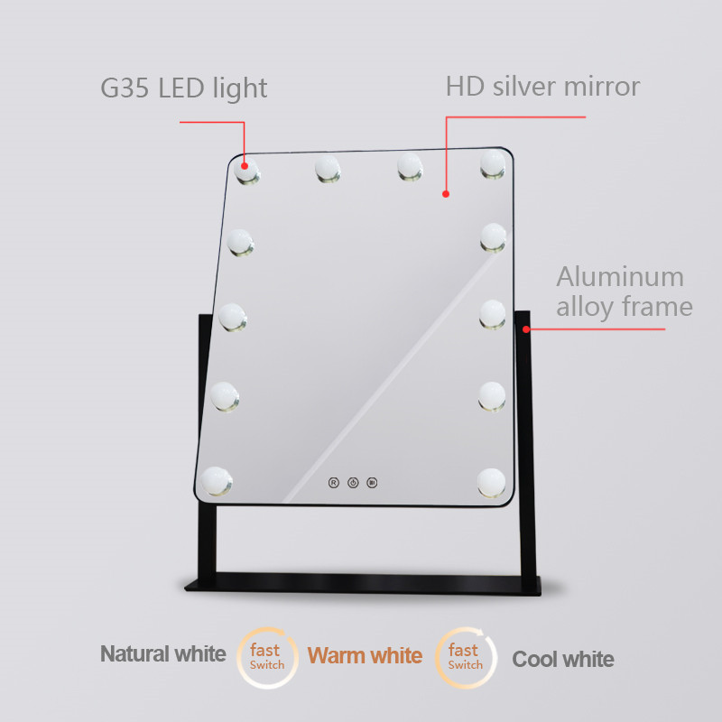 Amazon Best Sale Hollywood Vanity LED Bulb Mirror Desktop Lighted Makeup Mirror