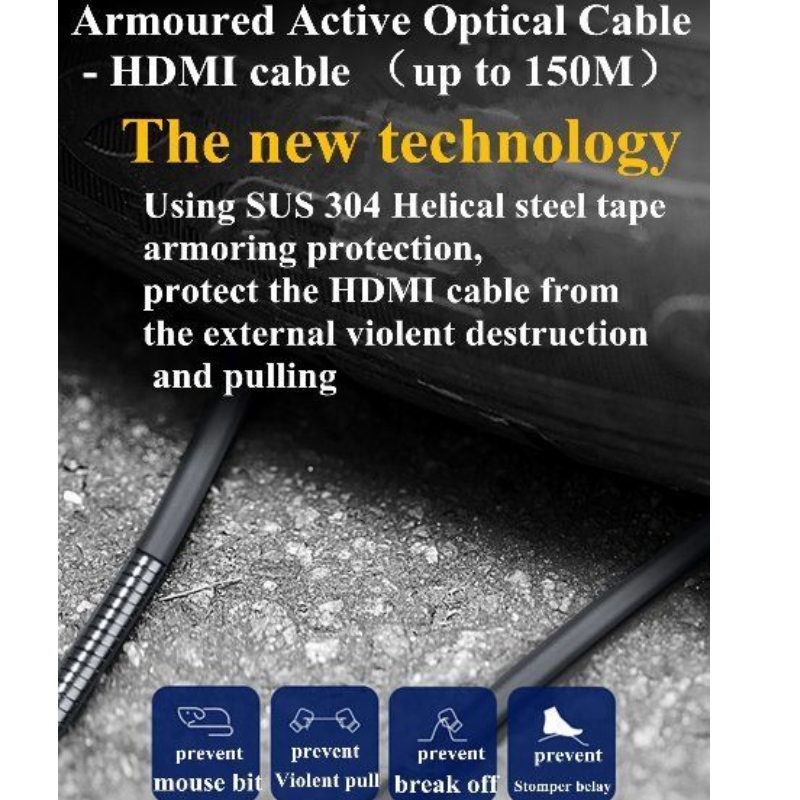 HDMI AOC gepanzerte Kabelunterstützung4K@60hz18G ARC 3D für Multimedia-Außendisplay