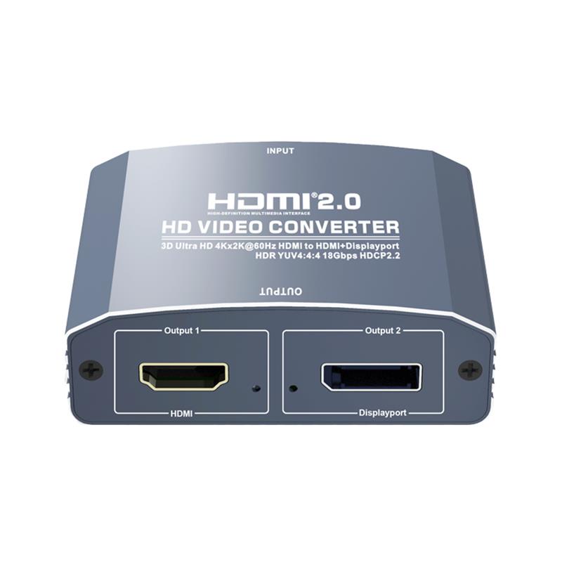 3D Ultra HD 4Kx2K bei 60 Hz HDMI zu HDMI + DP-Konverter Unterstützung HDMI2.0 18 Gbit / s HDR YUV4: 4: 4 HDCP2.2