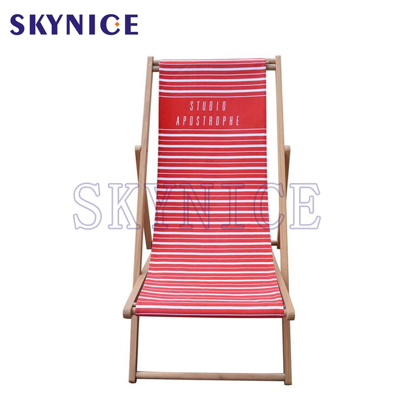 Klappbarer Hartholzrutschstuhl Wood Beach Chair für Camping