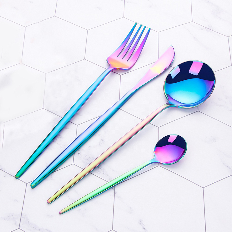 bunte pvd Beschichtung Flat-ware Set Multicolor Titan Edelstahl Regenbogen-Besteck