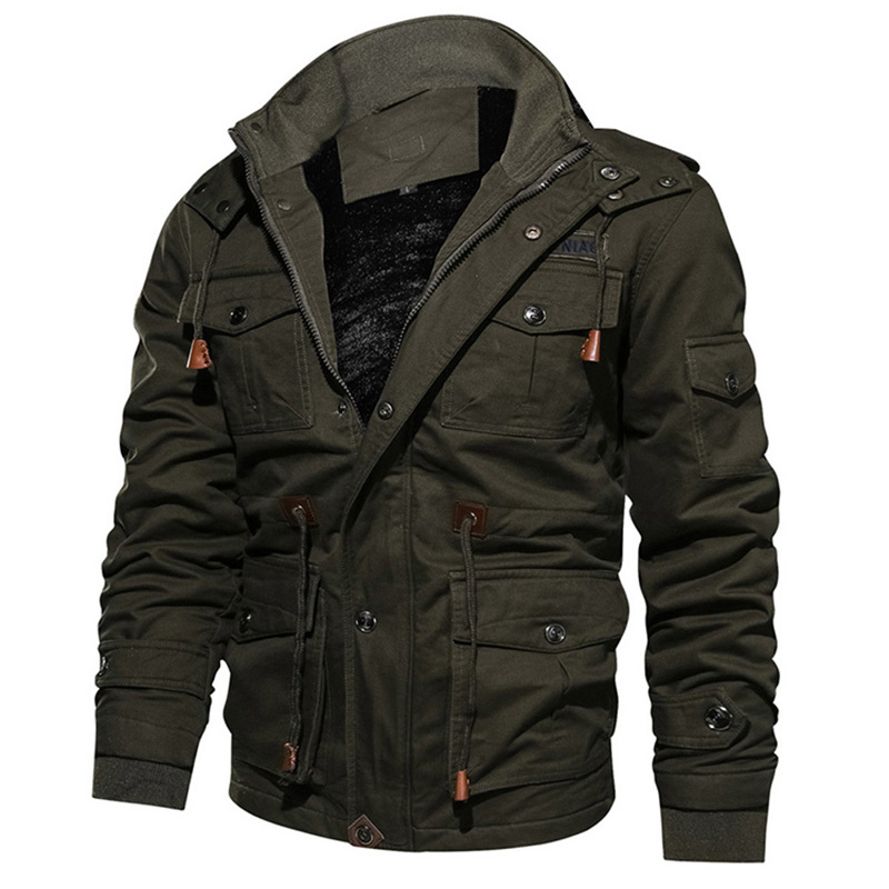 Work Fleece Jacket Windbreaker Tactical Pilot Bomber Mantel Verschleißabweisende Hutbefestigung Casual