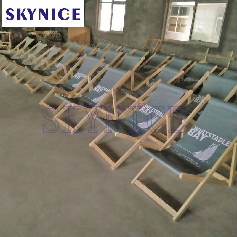 Holz Portable Beach Chairs Colorful Canvas Deck Chair