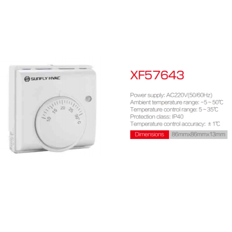Sunfly XF57643 Zentrales Thermostat Bedienfeld HLK-Kühlregler Schalter Thermostat Digitale Temperaturregelung