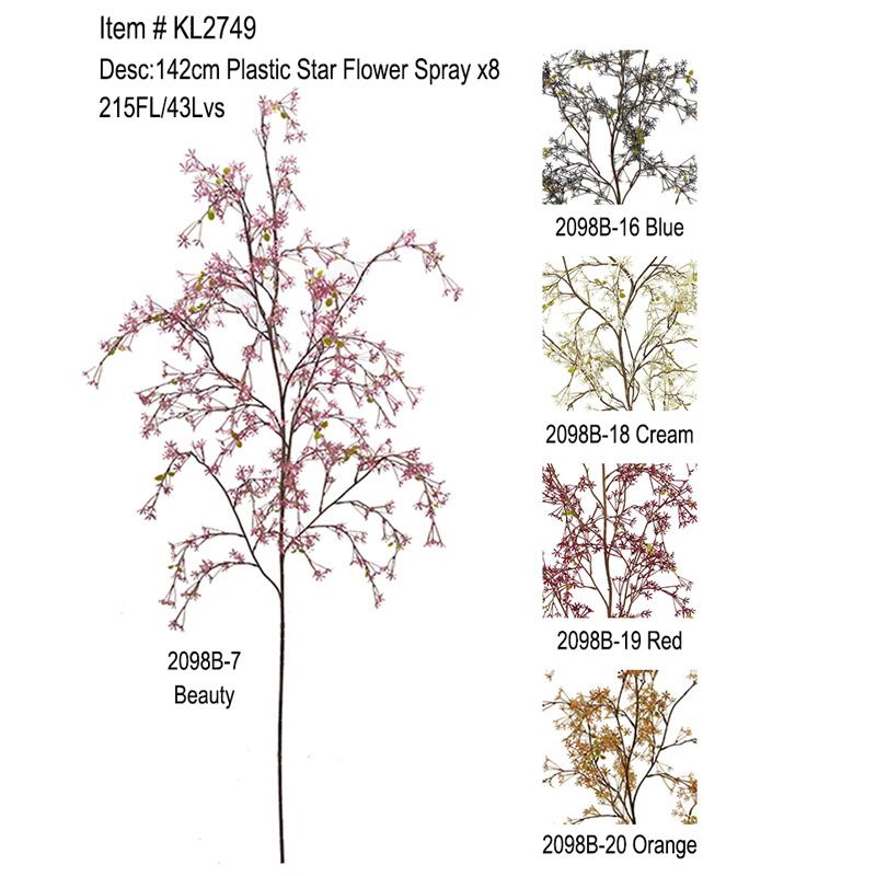 142cm Kunststoff Star Flower Spray x8