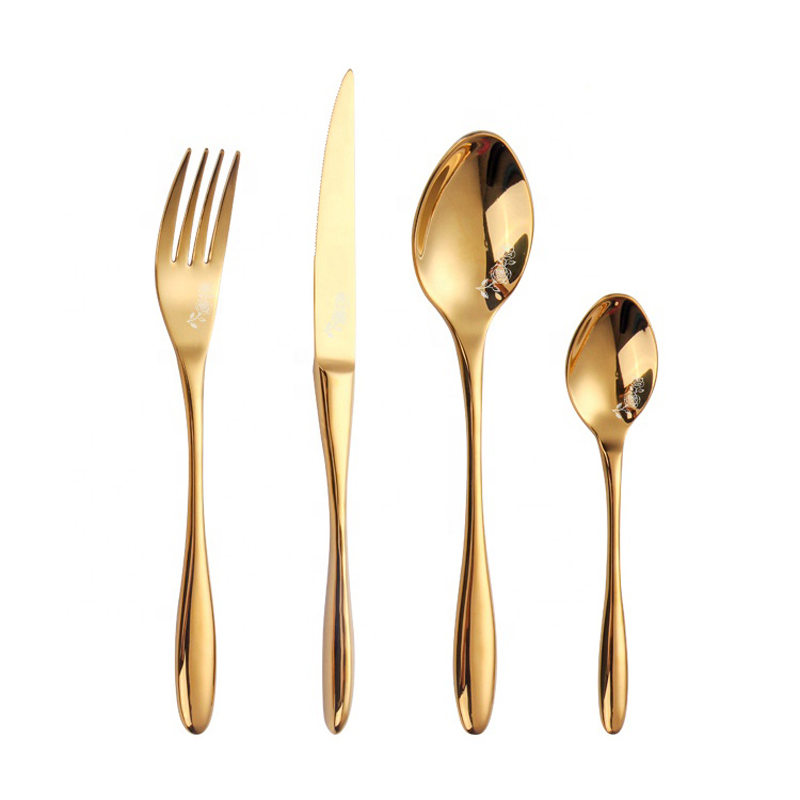 hochwertige Anpassung der Laserstruktur Flachware Luxus Edelstahl Besteck Set 18/10