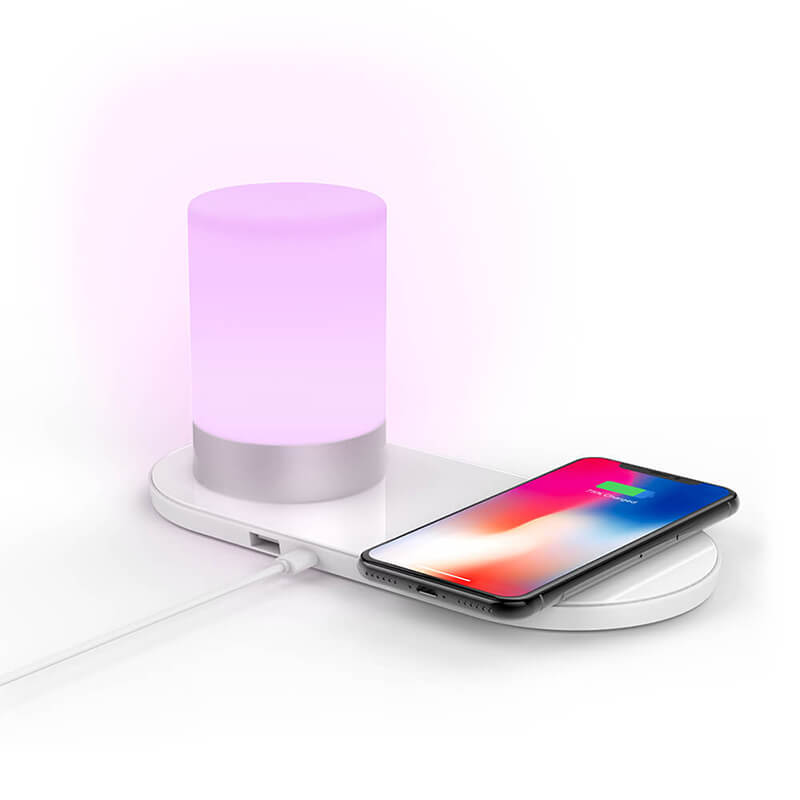 RGB Lampe mit Wireless Charging Station (für iPhone oder Android Telefon)