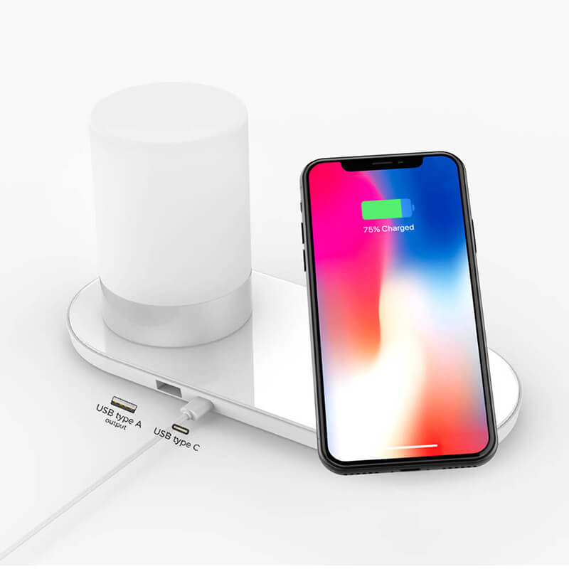 RGB Lampe mit Wireless Charging Station (für iPhone oder Android Telefon)