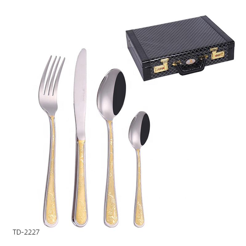 86PCS High Quality Edelstahl Gold Besteck Set mit Leder Case