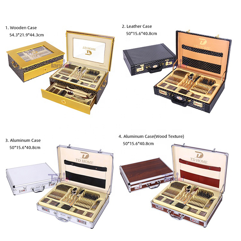 86PCS High Quality Edelstahl Gold Besteck Set mit Leder Case
