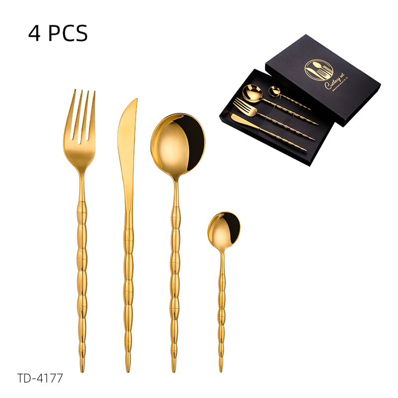 High Level 18/8 Spiegelpolitur Geschenkbox Edelstahl Besteck goldene PVD-Beschichtung Abendessen Royal Gold Besteck Geschenkset