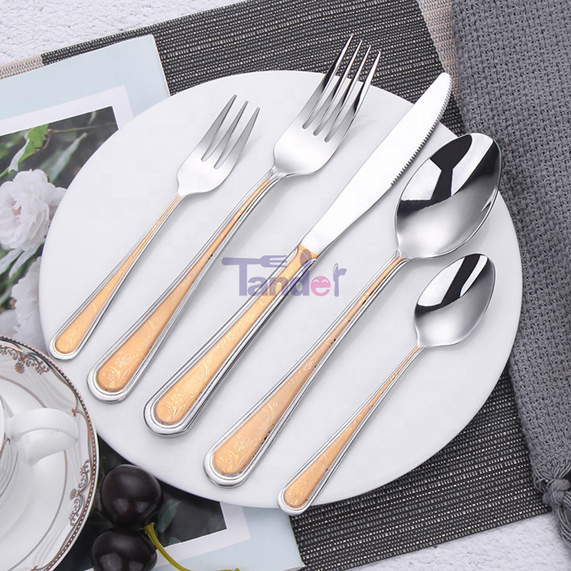 Schweizer Heimspiegel polieren Laser Edelstahl vergoldet Besteck 72pcs Besteck Set mit Aluminiumkoffer