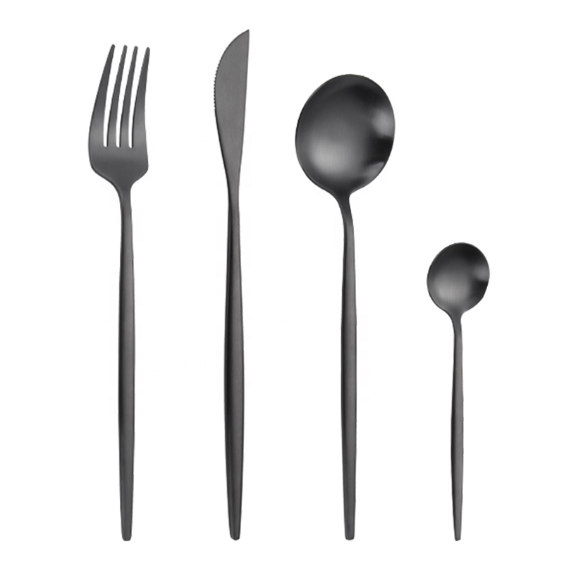 modernes wiederverwendbares Besteck Titan schwarz Farbe Restaurant Besteck, Metall Edelstahl matt schwarz Besteck Set