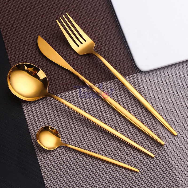 4Pcs Edelstahl Geschirr Set Gold Besteck Löffel Gabel Messer für Küche Abendessen Besteck Set