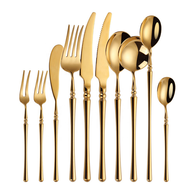 Elegante Bulk Gold Flatware aus Edelstahl Besteck Set Löffel und Messer für Veranstaltungen