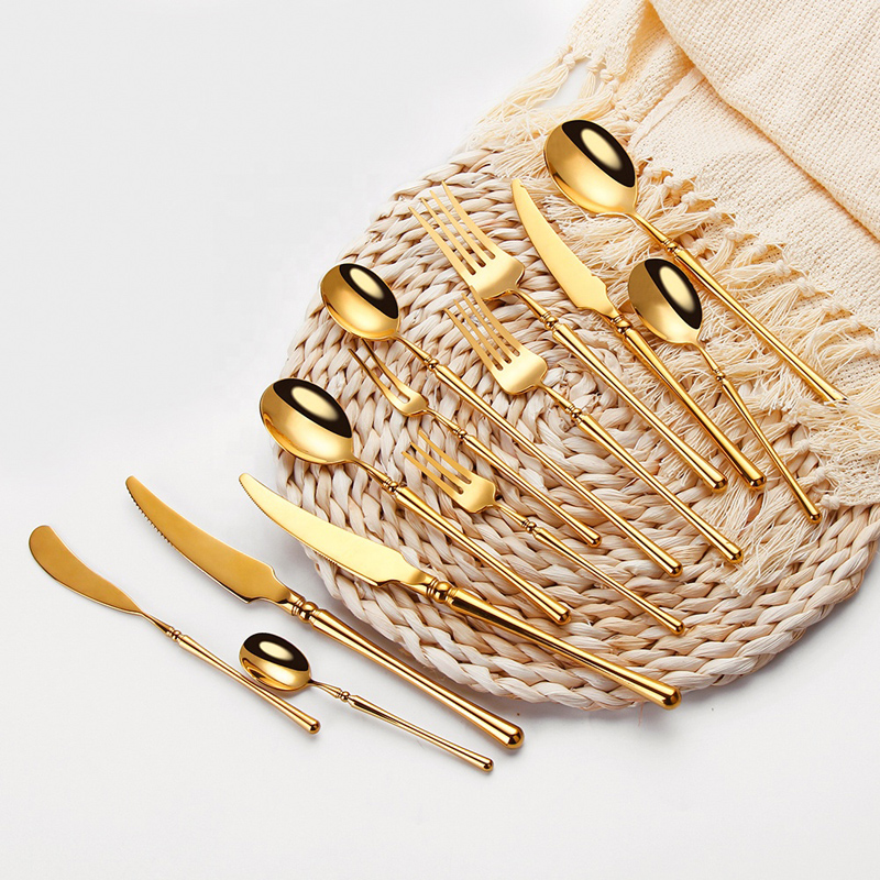Elegante Bulk Gold Flatware aus Edelstahl Besteck Set Löffel und Messer für Veranstaltungen