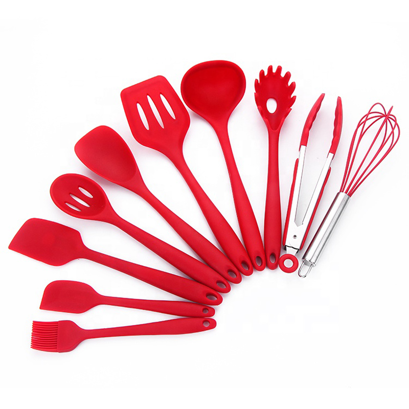 Großhandel Schwarz Rot Easy Clean Kochwerkzeug Set 10 Stück Set Küche Silikon Utensil