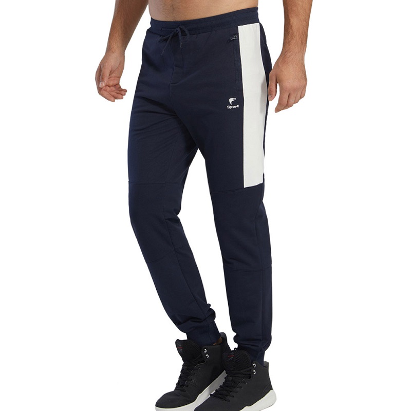 Men's Joggers Gym Elastic Close Bottom Workout Athletic Pants with Zipper Pockets