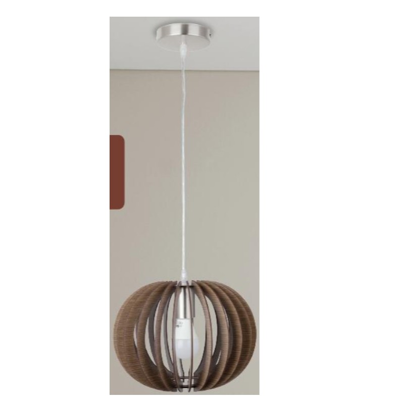Dunkelbraune Holzpendelleuchte