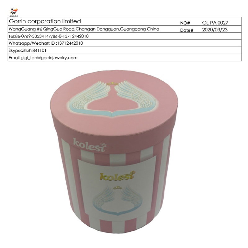 GL_PA0027 Fass Blume runde Papierbox Rohr Box für Kinder Kleid