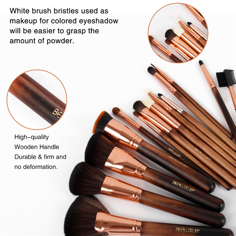 Make-up Pinsel Set, 13pcs Make-up Pinsel Premium Synthetic Bristles Powder Foundation Blush Contour Concealers Lip Eyeshadow Brushes Kit Nr.0005 Wooden Handle)