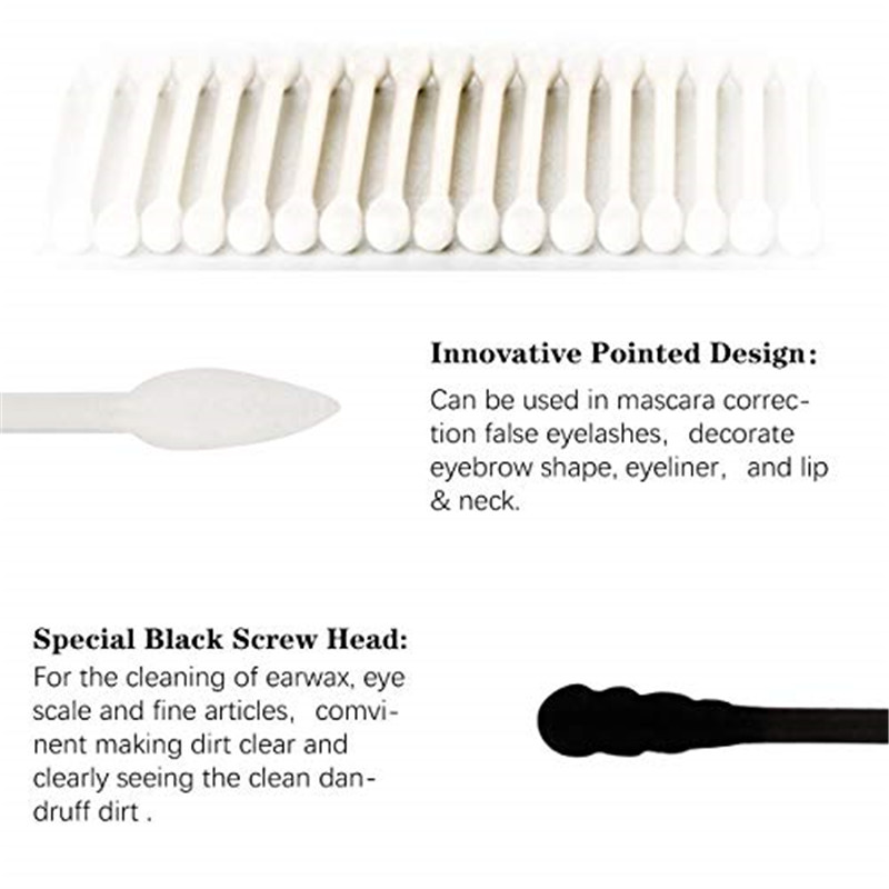 Cotton Swabs, 300Pcs Cotton Buds Double Head 100% Cotton White and Black Natural Paper Sticks Multipurpose Makeup