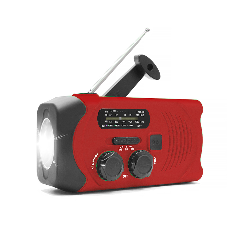 Solarbetriebenes Notwetterradio AM / FM / WB NOAA Handkurbelradio mit LED-Taschenlampe, tragbare 2000-mAh-Ladegerät-Powerbank mit SOS-Alarm