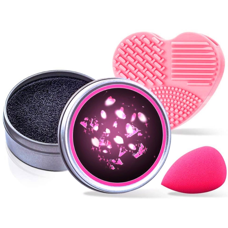 Makeup Cleaner Kit, Color Removal Cleaner Sponge, Silicone Glove und Make-up Sponge Blender, Perfekter Partner für Ihre Reise - Pack von 3