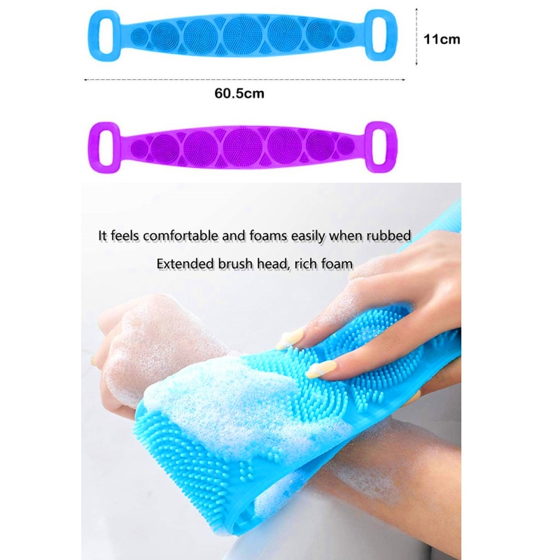 2er Pack Silikon Bad Körperbürste Back Scrubber Peeling Back Washer Scrub Softgürtel für Frauen Männer Deep Clean Massage Haut