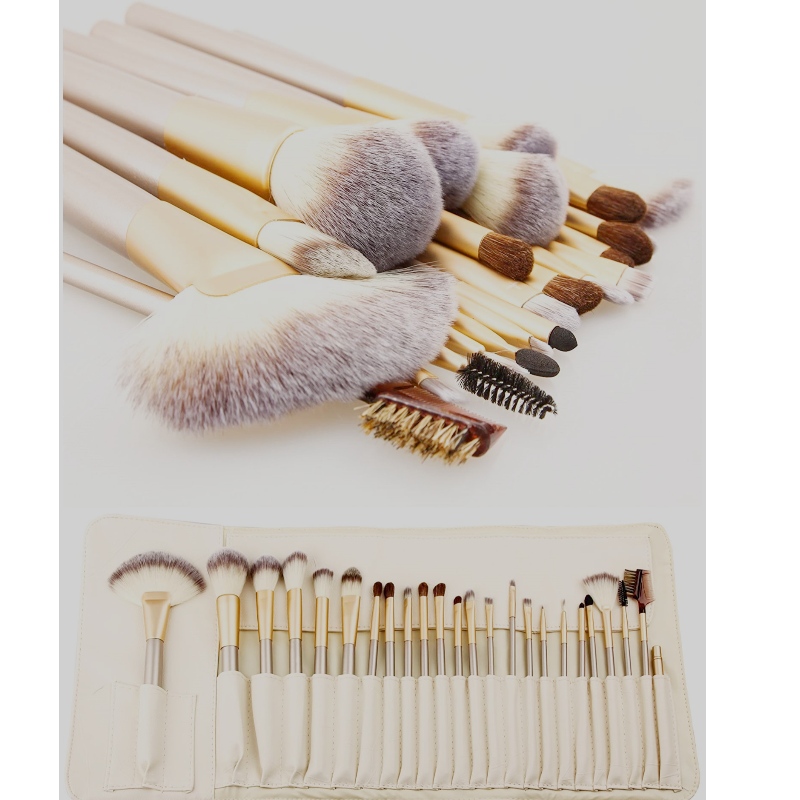 BEALUXUR 24-teiliges Champagner-Make-up-Pinsel-Set für den professionellen Gebrauch und zu Hause oder als Geschenkset - Weiß
