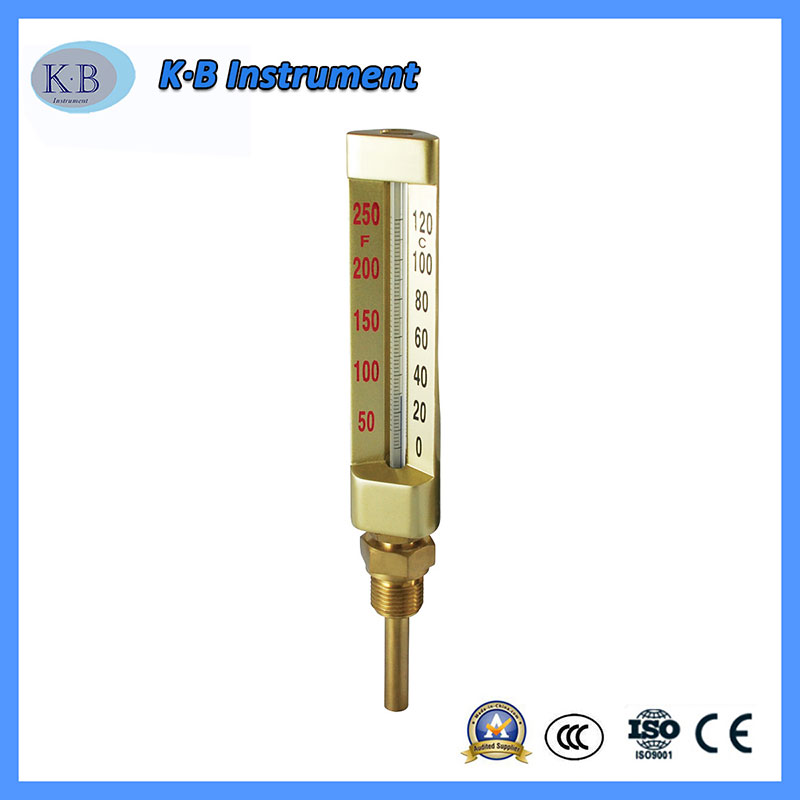 Großhandel Preis Industriethermometer V-Line Vline V Line Thermometer Winkel Straight Brass Golden Finish Glasthermometer