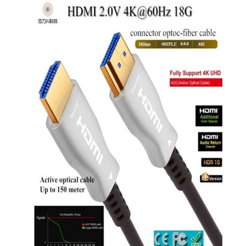 60M \/ 197ft Hochgeschwindigkeits-HDMI-Kabel 2.0v 18G 4K @ 60hz 3D ACR Audio- und Videokabel, HDMI AOC