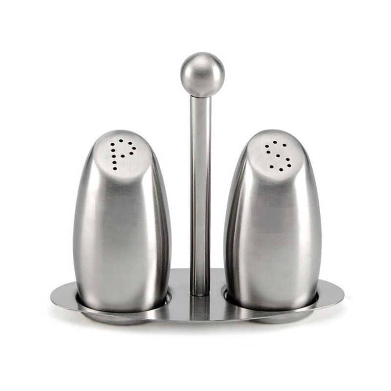 Halter 3 Stück Set Edelstahl Pulver Spender Set Gewürzflasche Salz- und Pfefferstreuer