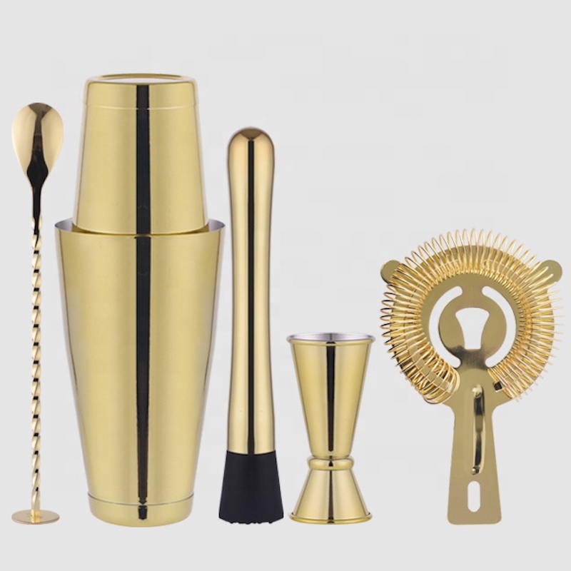 700ml Edelstahl-Stange Set professioneller Cocktail Shaker Set Barkeeper Gold Regenbogenfarbe