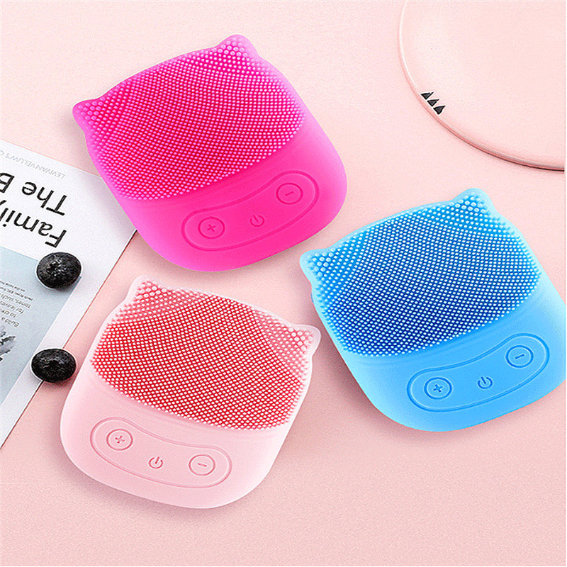 Wasserdichte tragbare Gesichtsreinigungsbürste Silikon Sonic Vibration Mini-Reiniger Tiefenporenreinigung Hautmassage Gesichtsbürste