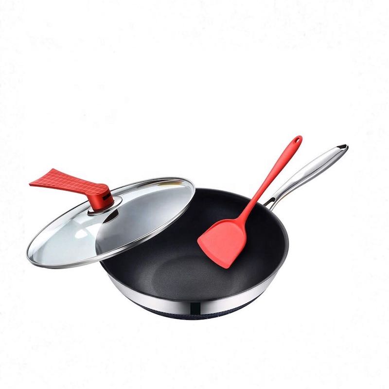 Edelstahl-Bratwok mit Deckel