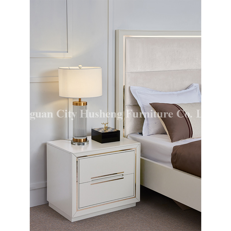 Modern Elegant Bed bedroom Set Möbel mit High White Glossy Painting
