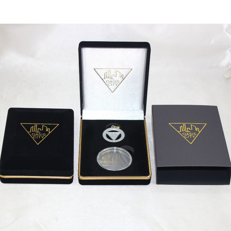 D-15 kundenspezifische Großhandel schwarz und rot Samt Box für Münzen, Halskette&Medaille