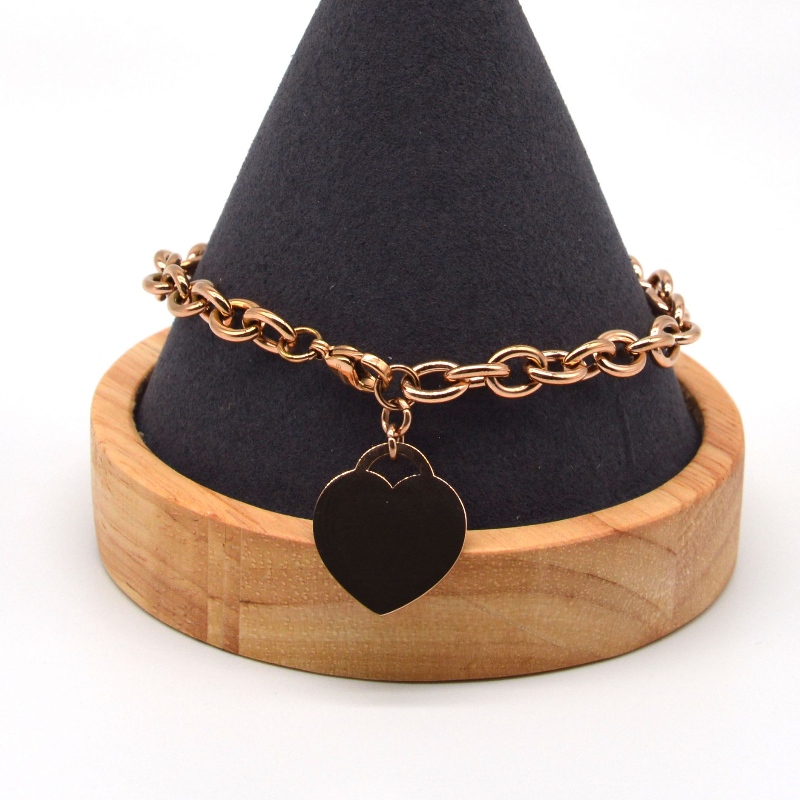 Herzförmiges Kettenarmband aus Edelstahl rfbbg0069