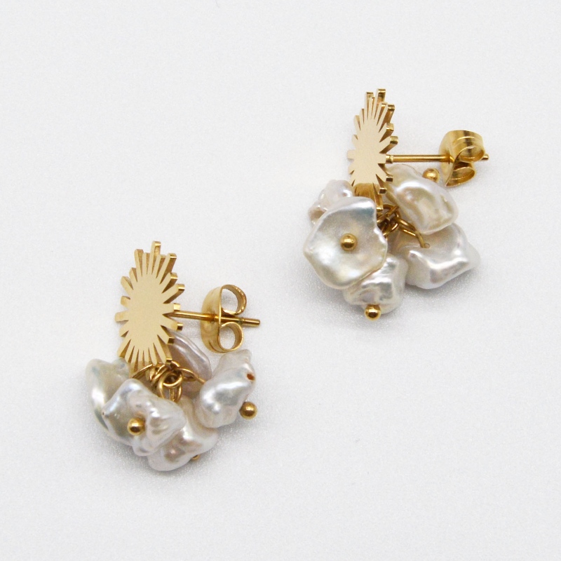 Ohrringe aus Edelstahl Perlen, Modeschmuck, Modeschmuck, Perlenkönig rfbear0134