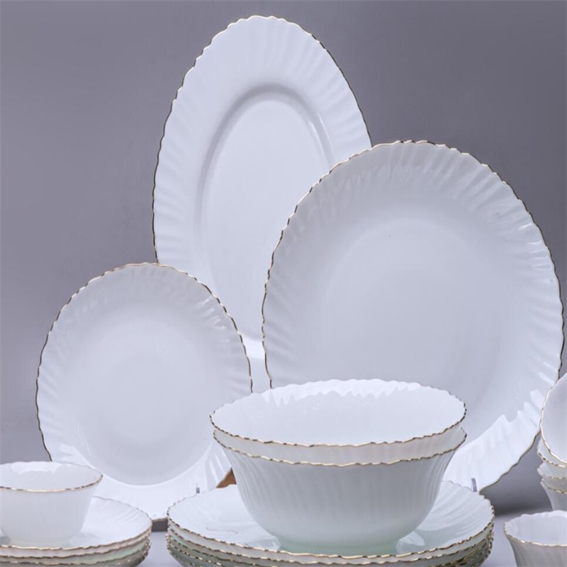 27G & Dinner Set mit goldener Linie Hitzebeständigkeit Opal Glassware