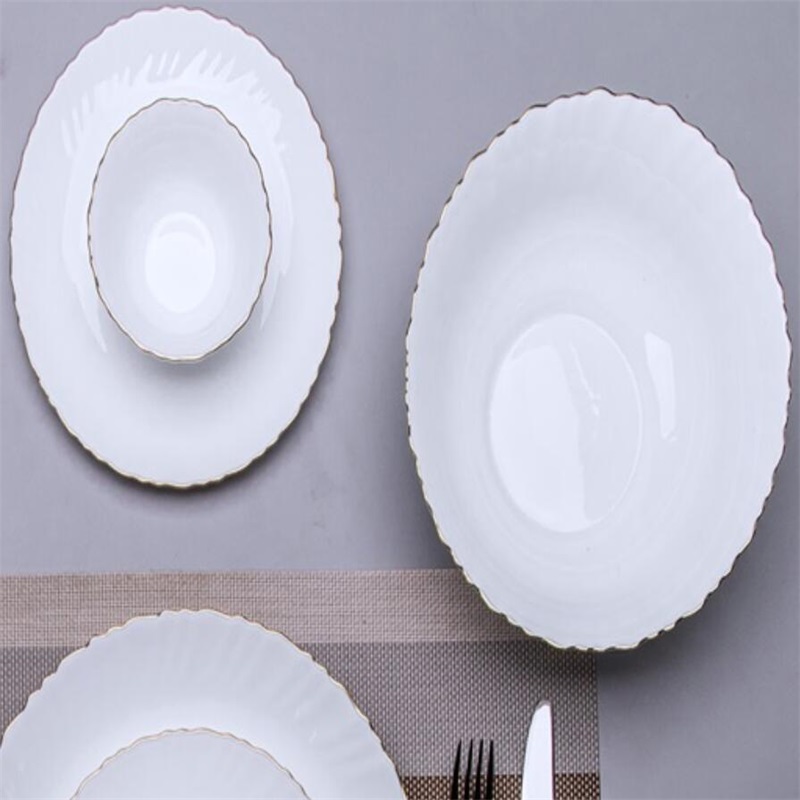 21G & Dinner Set mit goldener Linie Hitzebeständigkeit Opal Glassware