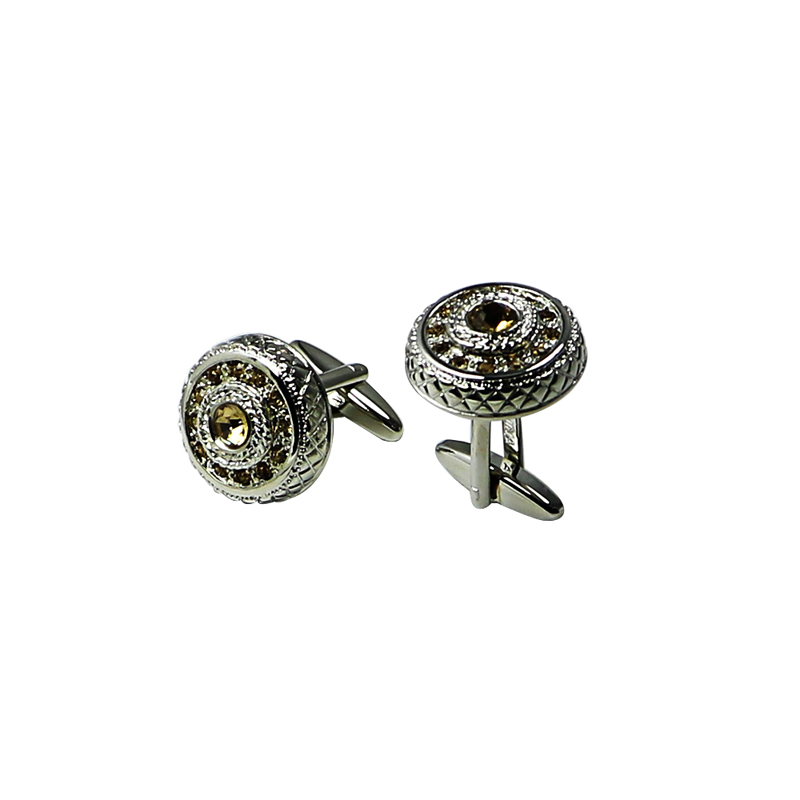 Vintage Round Cuff Links mit Champagner Crystal