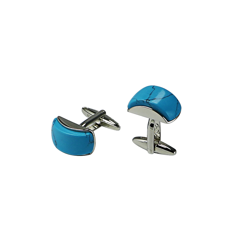 Men's Turquoise Domed Rectangle Cuff Links