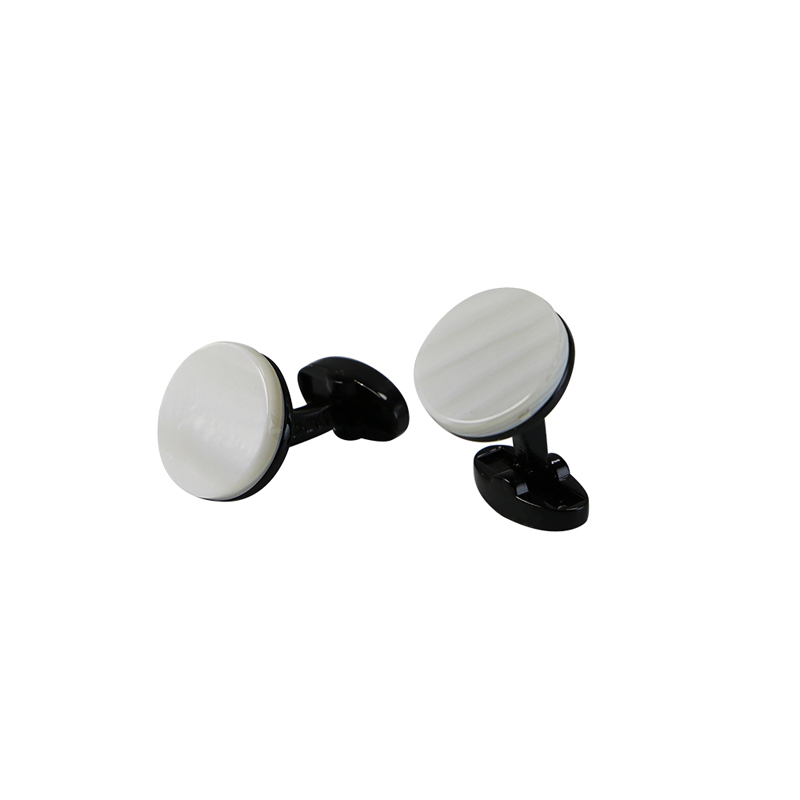 Mutter von Pearl Gunmetal Platted Round Cuff Links