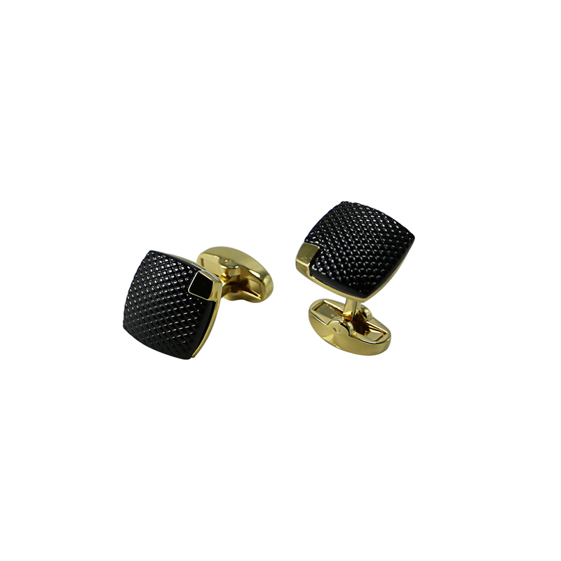 2 Ton Gold & Gunmetal Plated Square Cool Cuff Links
