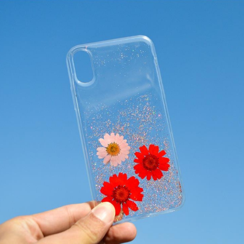 Hersteller Custom Fashion Apple iPhoneX spezielle echte Trockenblumenprägung kleine frische Blume Tropfen Telefonhülle