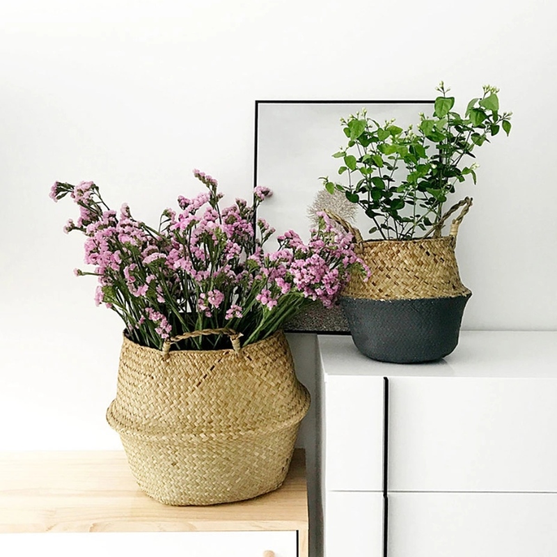 Pflanzenständer gewebter Seegrasbauchkorb zur Aufbewahrung hängender Seegraskorb