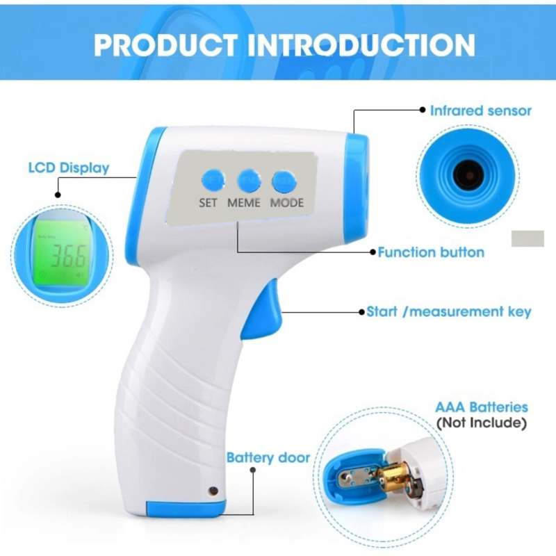 Digital Medical Non-Connect Infared Stirnthermometer Pistole für Erwachsene, Babys, Fieber, mit CE / FDA / FCC