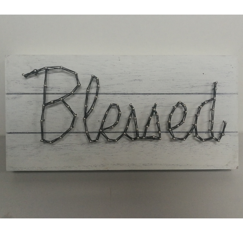 Letters Wood Box Handmade Nail String Wall Art Kit Wood Sign 30&